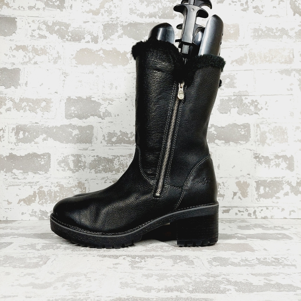 New Match Black Faux Fur Zip Up Round Toe Winter Boots X190